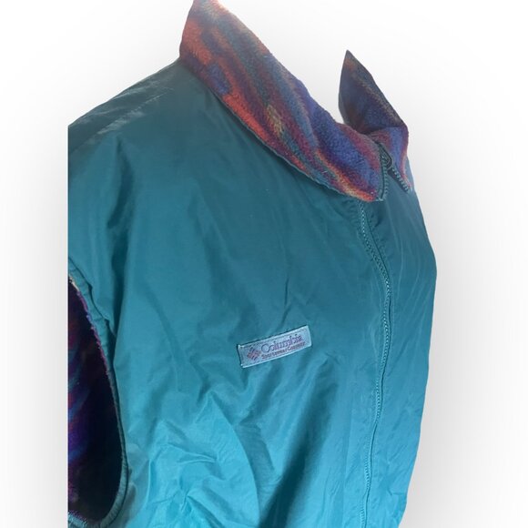 VTG Columbia 90s Reversible Fleece Multicolor Vest Large - Picture 3 of 12
